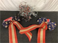 C7) two new burlap patriotic bows with star