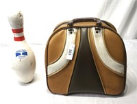 2 pcs. Vintage Bowling Pin, Bowling Ball & Bag