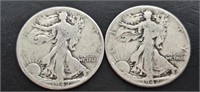 2 Each 1942 Walking Libertys (90% Silver)
