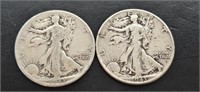 2 Each 1943 Walking Libertys (90% Silver)