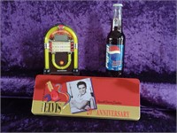 COLLECTABLE ELVIS PEPSI BOTTLE CANDY TIN