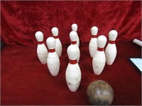 9 pin wood bowling set.