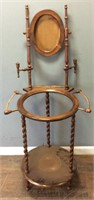 ANTIQUE WASH STAND W CANDLE & MIRROR HOLDERS