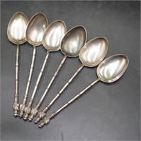 Set of 6 Chinese export sterling silver teaspoons