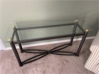 50x18x26in Glass Top Metal Leg Table