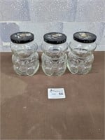 3 Glass Craft bear jam jars
