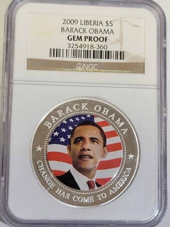 S - 2009 LIBERIA $5 GEM PROOF COIN (S8)
