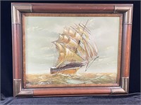 Original Oil on Canvas Painting of a Ship