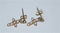 14k Gold Child's Earrings w/ White Stones