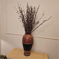 Large Arrangement Of Dried Wood Tribal Style Vase