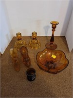 7 Pcs of Amber Glassware