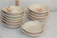 Vintage McCoy Blue and Pink stripe pottery dishes