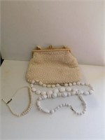 Vintage white beaded purse - 2 vintage white bead