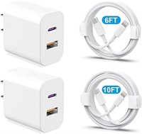 Phone Charger 2 Pack [MFi Certified] 20W Dual