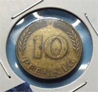 10 PFENNIG 1950 F GERMAN COIN