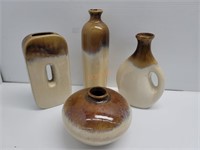 4Pc Hand Crafted Pottery Vases