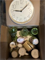 Glass Goblets, Coffee Mugs, Kitchen Clock