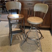 Vintage Kitchen Step Stool & Tall Chair