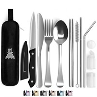 Portable Travel Silverware Set With Case