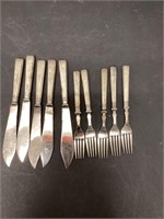 Ten Sterling Silver Knives and Forks