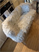 Fluffy White Bench/ Chair