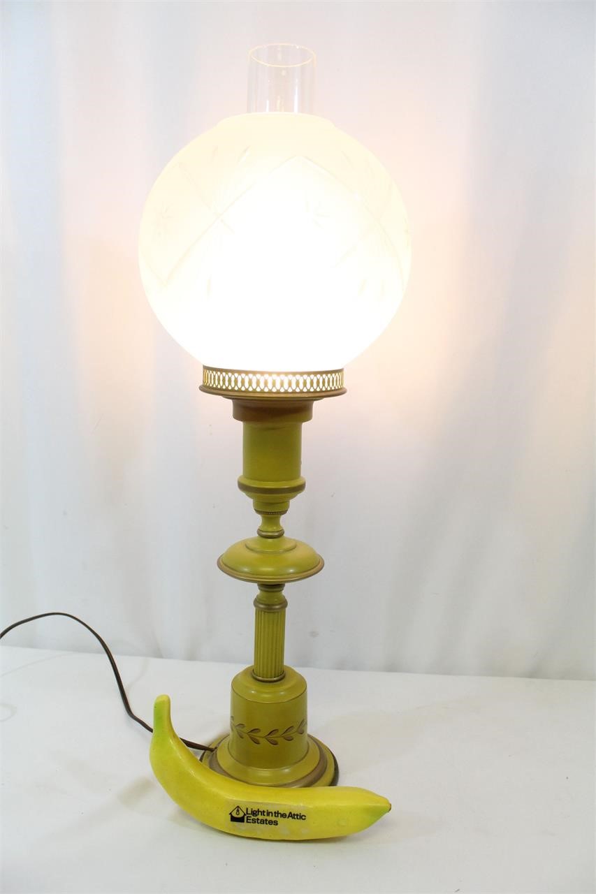 Vintage Toleware Library Lamp