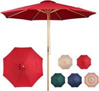 9ft Wooden Umbrella, Outdoor Patio Umbrella, Wood