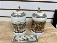 2 vintage Strohs beer advertising stines mug
