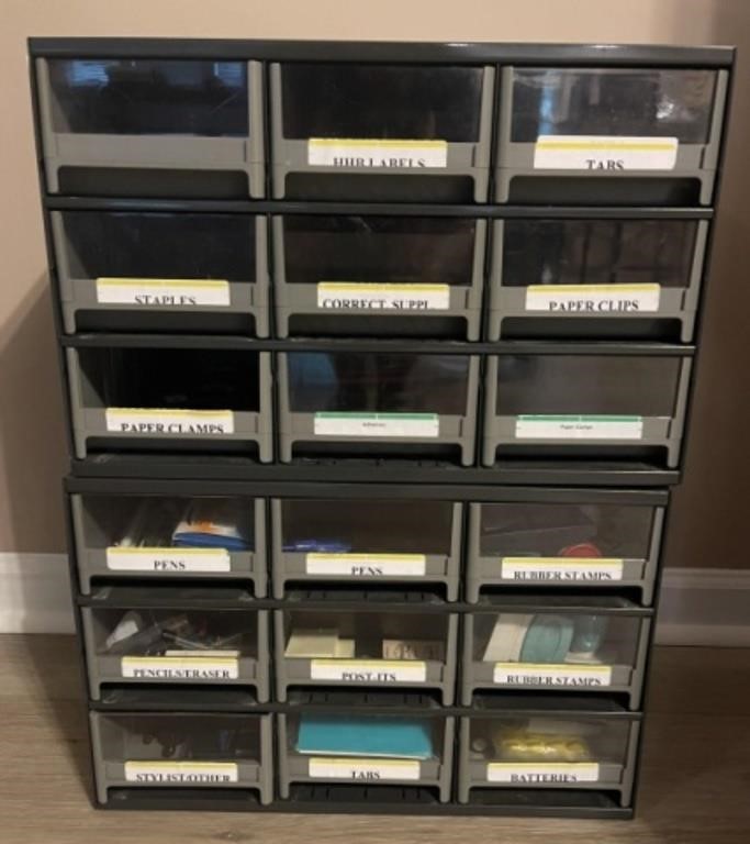 Metal Office Organizer and Contents