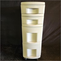 Plastic drawer tower on wheels