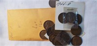 1944D Bag of 21 Wheat Cents