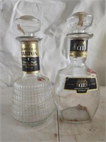 Two vintage Barton whiskey glass decanters