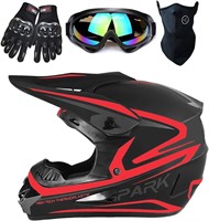 DOT Youth Motocross Helmet  Goggles  Red M