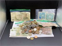 ASSORTED FOREIGN COINS AND CURRENCY