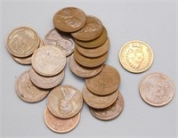 (17) Wheat Pennies and (2) Indian Heads.