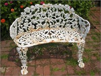 Wrought Iron Patio Bench  Width 38 Inches