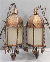 Copper & Glass Renaissance Style Lamp Lights