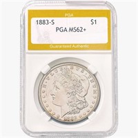 1883-S Morgan Silver Dollar PGA MS62+