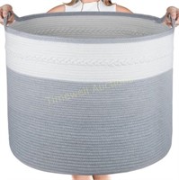 Cotton Rope Basket  24x18  White/Grey