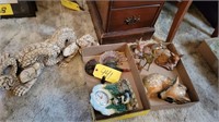 deer figurines, Dragon (broke), Bear clock
