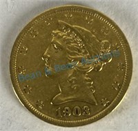 1903 S. $5 dollar gold piece