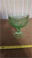 TIARA CHANTILLY GREEN GLASS COMPOTE