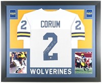 Autographed Blake Corum Custom Framed Jersey