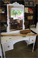 Dressing table with mirror and bed frame