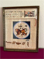 Painted Papyrus Framed Egyptian Lion