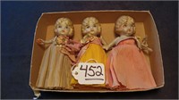 (3) Bisque Dolls, Hand Painted Features.