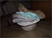 Small Laundry Basket w/ Twin Sheets