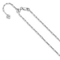 Sterling Adjustable Paperclip Flat Oval Link Chain