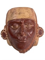 Tribal Head Pottery Vessel