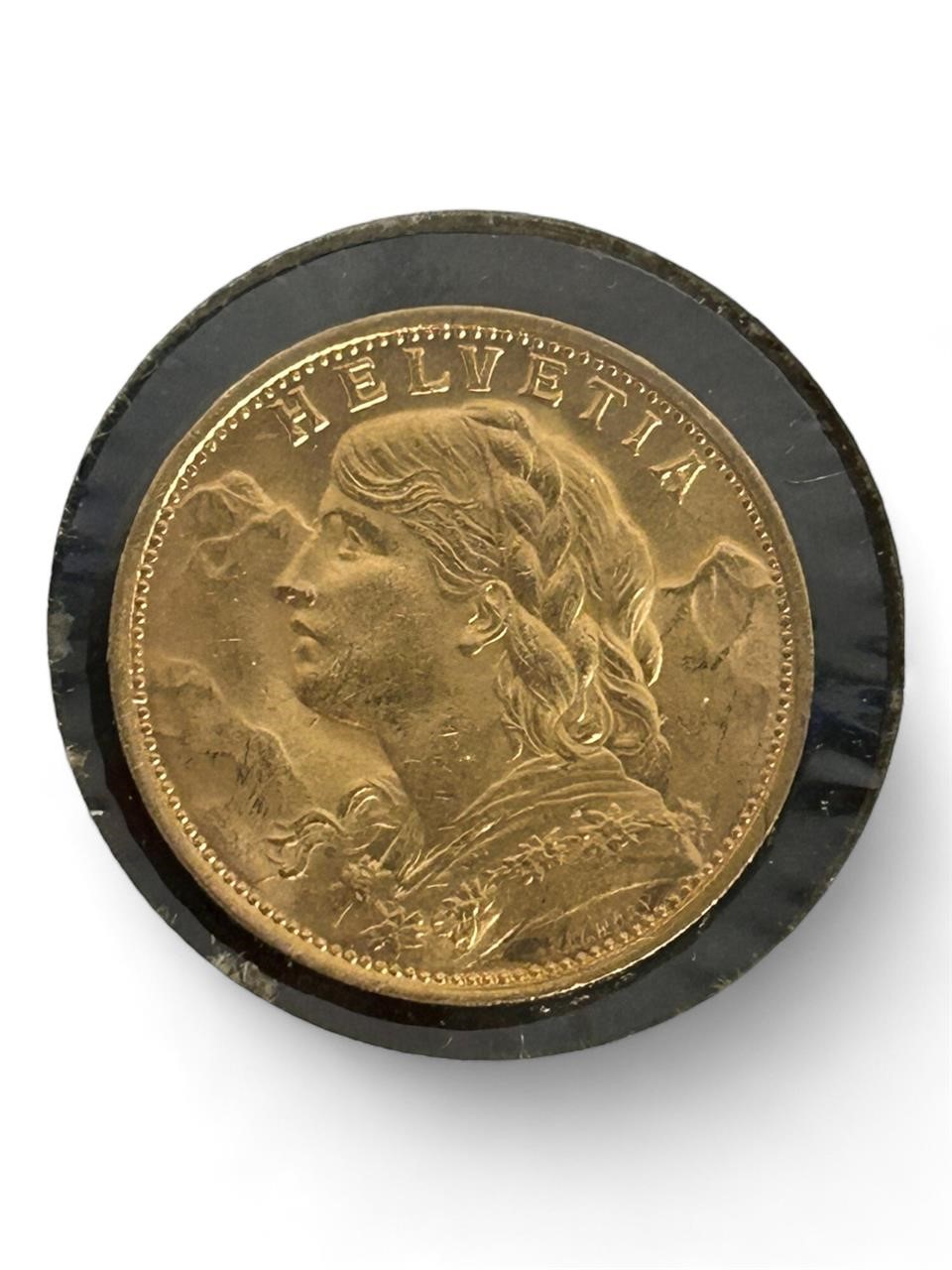 1935 B Swiss 20 Franc Gold Coin